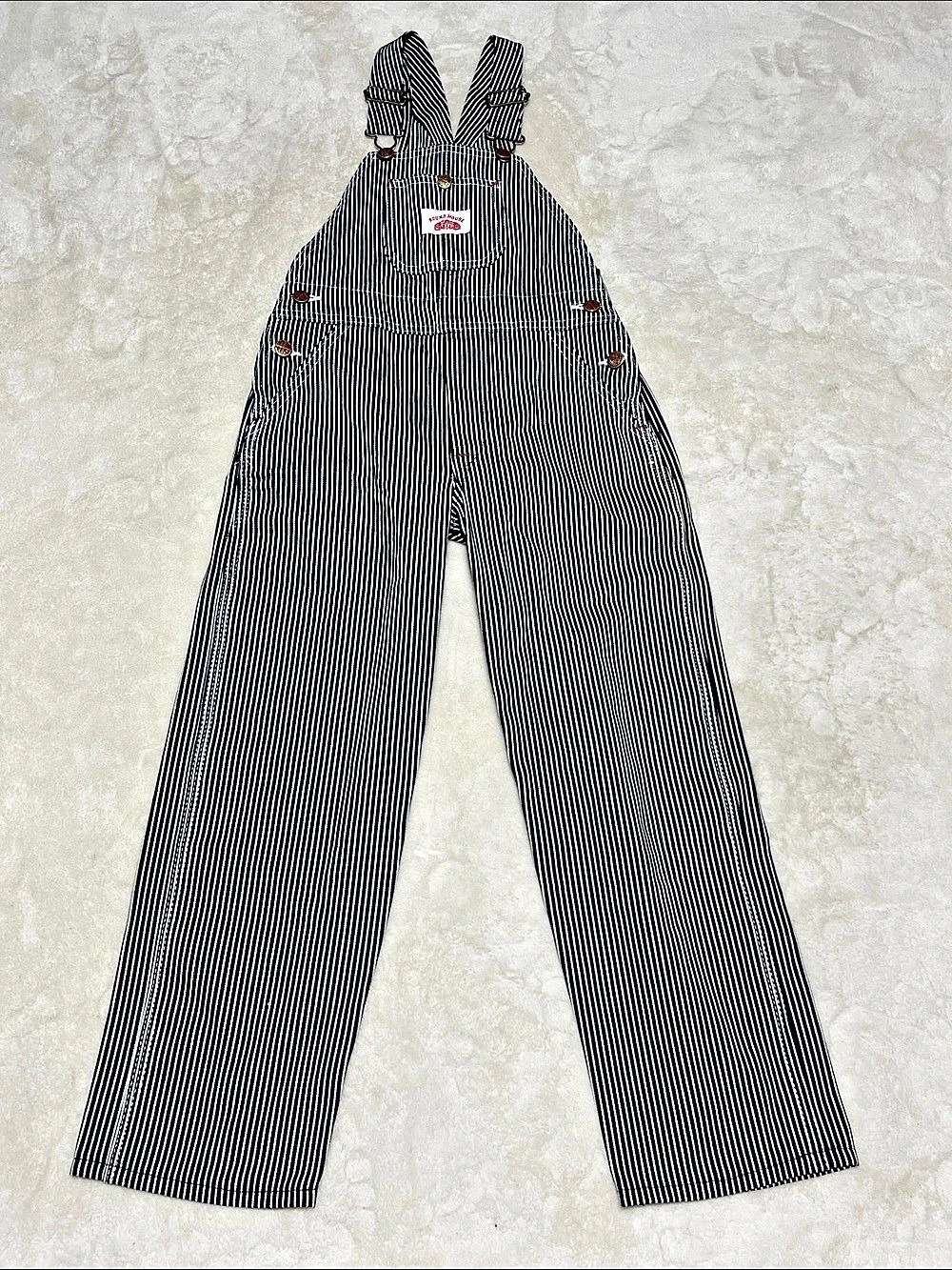Round House Hickory Stripe Overalls Blue & White Size 8